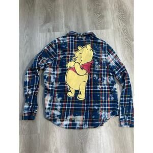 Disney Winnie the Pooh Long Sleeve Button Down Cotton Flannel, Women’s Size XS